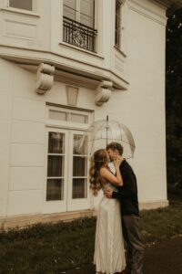 Garden-inspired engagement session at Newfields Museum and Gardens.