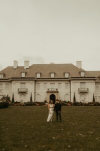 Sunset engagement portraits at Newfields in Indianapolis, Indiana.