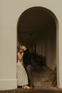 Romantic engagement photos at Newfields in Indianapolis, Indiana.