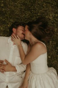 Couple embracing at West Baden Springs Hotel in French Lick, Indiana.