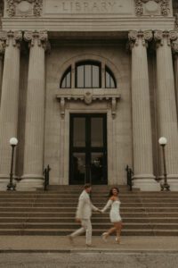 Romantic library engagement session in Louisville, Kentucky.